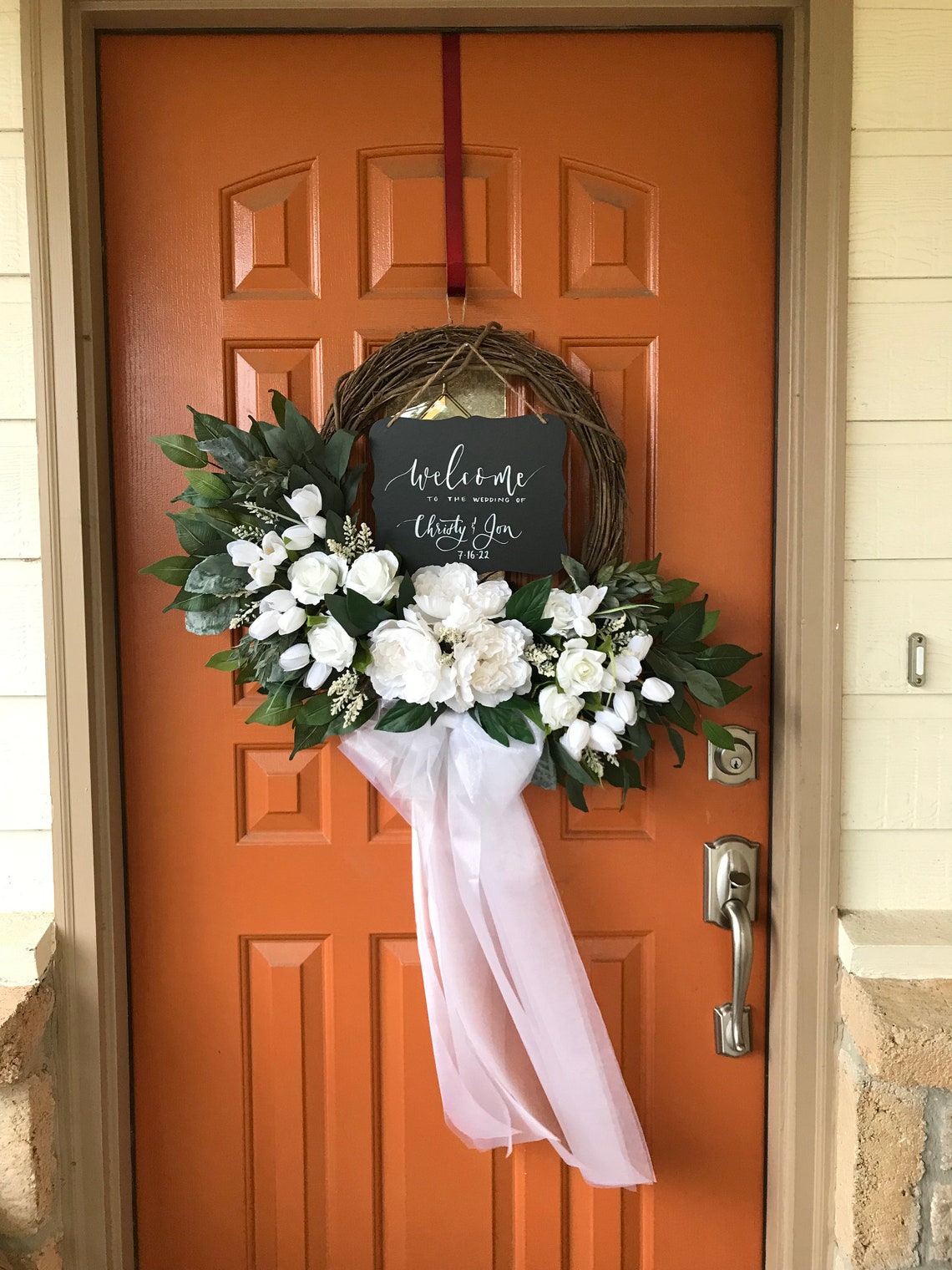 White Wedding Wreath for Church Doors Bridal Shower Decor Etsy UK