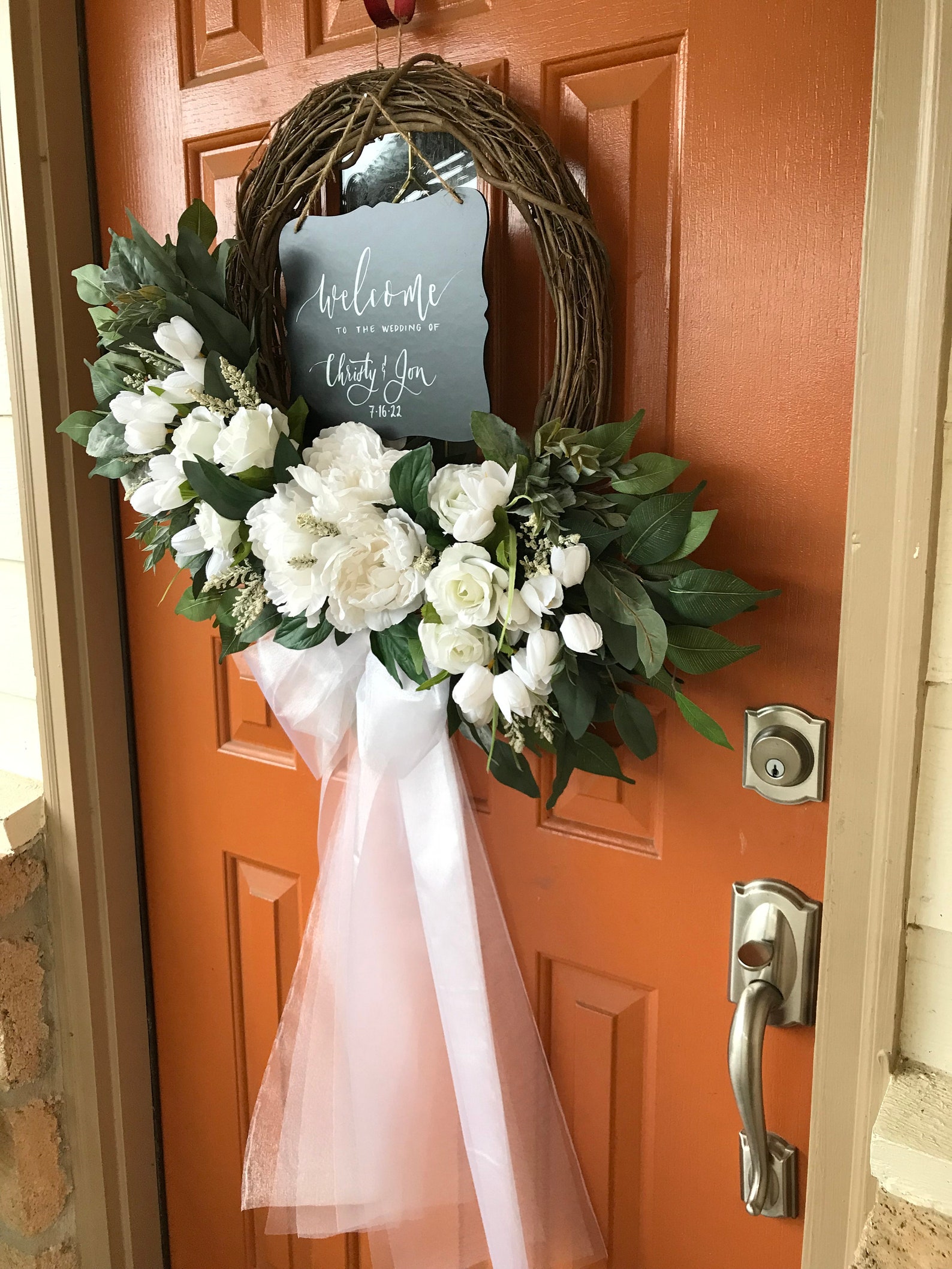 White Wedding Wreath for Church Doors Bridal Shower Decor Etsy UK