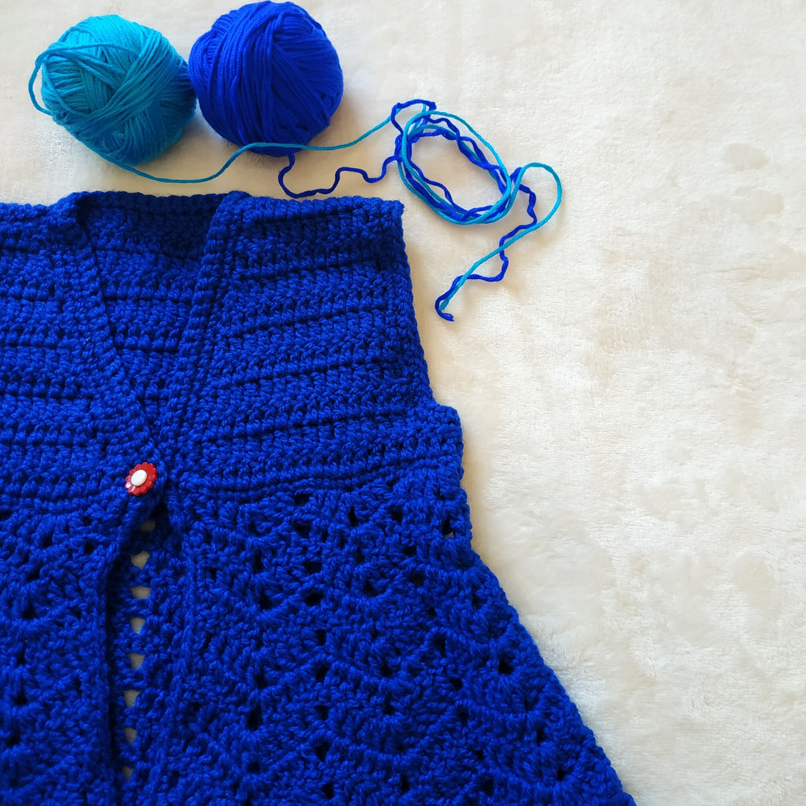 Baby Girl Crochet Jacket Blue Color Infant Outfit Handmade