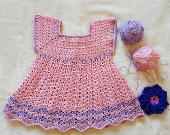 ROBE EN CROCHET ENFANT - tenue d'été pour enfant - fil de coton - tenue enfant fille - robe en fil de coton - 1/3 mois - robe d'été pour bébé