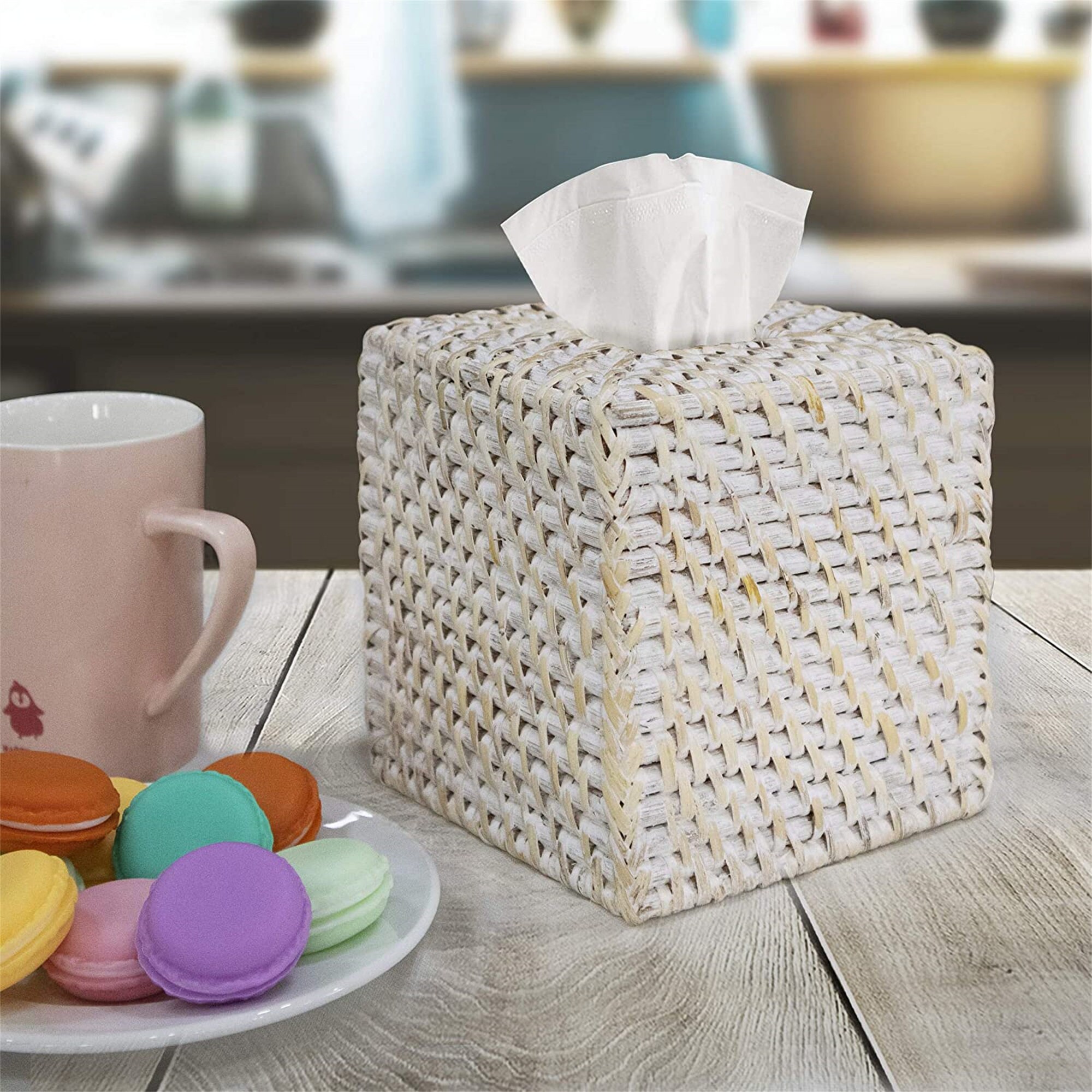 Woven Rattan Square Tissue Box Holder for Kitchen Bathroom Etsy