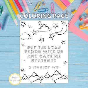 2 Timothy 4:17 Coloring Page - The Lord Stood With Me - Adult Coloring Page - Kids Coloring Page - Faith Coloring Page - Sunday School Page