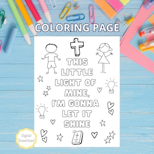 This Little Light of Mine Coloring Page: Christian Bible Verse (PDF Download)
