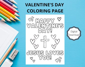 Kleurplaat Valentijnsdag voor kinderen: Jezus houdt van jou (pdf)