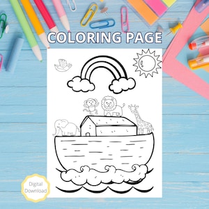 Noah&#39;s Ark - Christian Coloring Page - Kids Coloring Page - Bible Verse - Faith - Coloring Page For Kids - Sunday School Coloring Pages