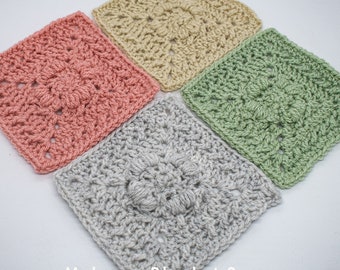 Melange Blanket Square , 6" afghan block. Textured crochet granny square, PDF crochet pattern only, US terms