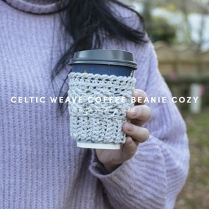 Celtic Weave crochet cup cozy PDF Pattern, perfect quick gift for lovers of hot or cold drinks