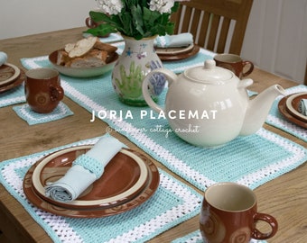 Jorja Placemat / modern Table mat, easy beginner crochet pdf pattern, tableware,