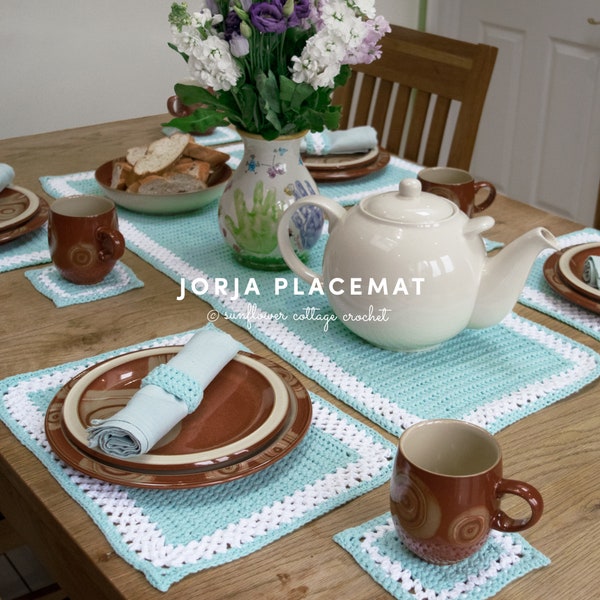 Jorja Placemat / modern Table mat, easy beginner crochet pdf pattern, tableware,