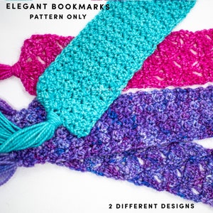 2 Elegant Bookmarks, lacy design and unisex design, adventurous beginner crochet pattern