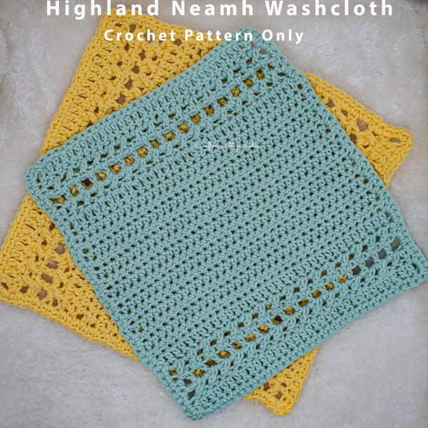 Easy Crochet Washcloth pattern, Highland Neamh Washcloth, PDF Pattern only, crochet dishcloth pattern