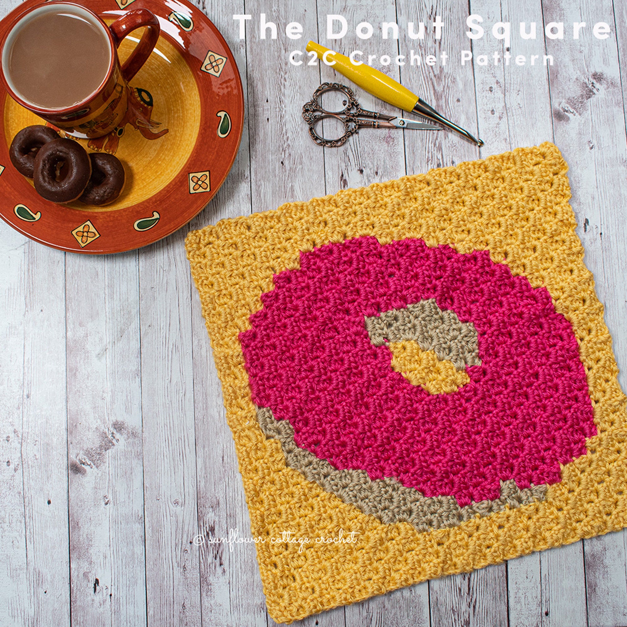 The Donut Corner to Corner Square, Crochet PDF Pattern, C2C, Afghan ...
