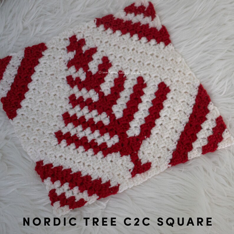 Nordic Christmas tree, Corner to corner, crochet afghan square pattern bild 3
