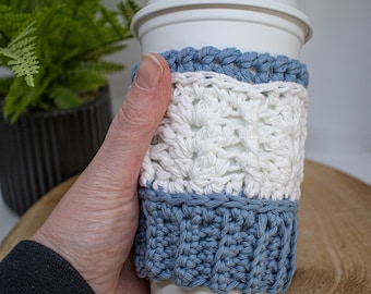Crochet Cup Cozy Pattern | Eco-friendly | Coffee Sleeve | Gift Idea | Stocking Stuffer | Kate Coffee Beanie Cozy