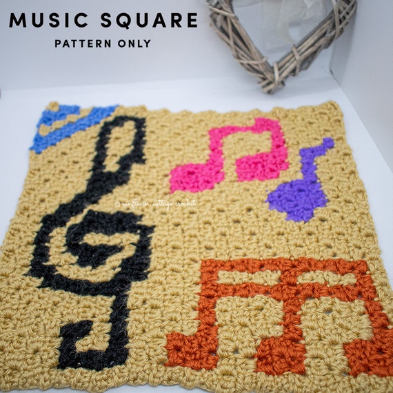 Music Square, Corner to Corner C2c Afghan Block - Etsy