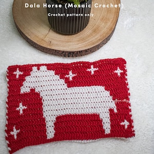 Dala Horse, mosaic crochet PDF Pattern only