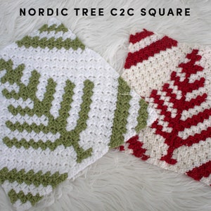 Nordic Christmas tree, Corner to corner, crochet afghan square pattern bild 9