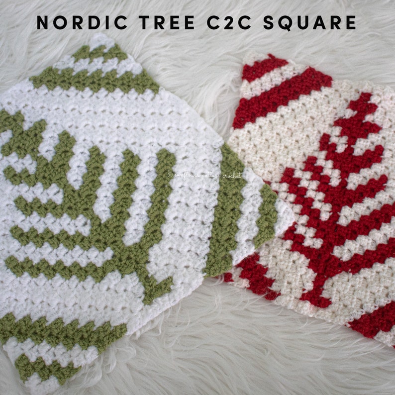 Nordic Christmas tree, Corner to corner, crochet afghan square pattern bild 9