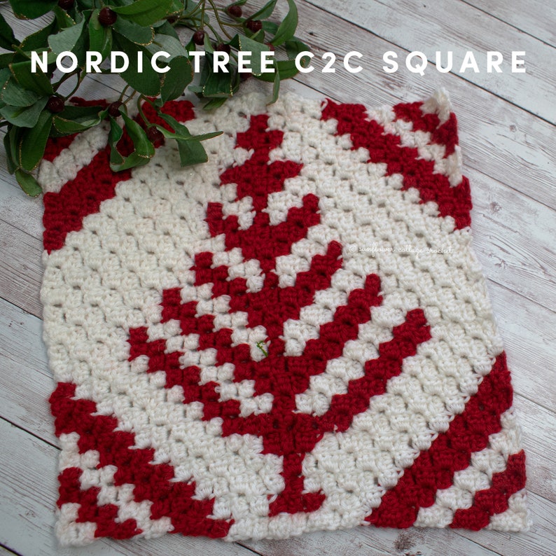 Nordic Christmas tree, Corner to corner, crochet afghan square pattern bild 10