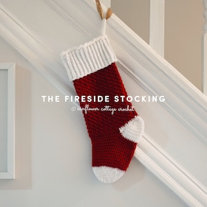 Fireside Cottage Christmas Stocking | Crochet Christmas Stocking Pattern