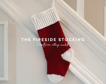 Fireside Cottage Christmas Stocking | Crochet Christmas Stocking Pattern