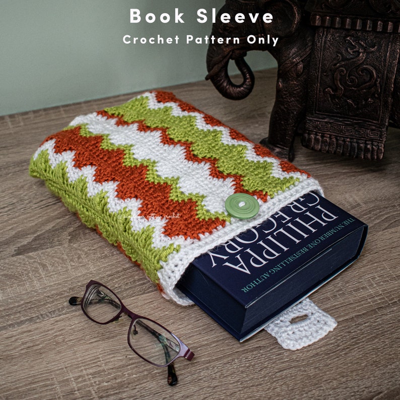 Zig Zag Book Sleeve crochet pattern, gift for book lovers and readers, tablet cover, iPad cover, kindle cover image 10