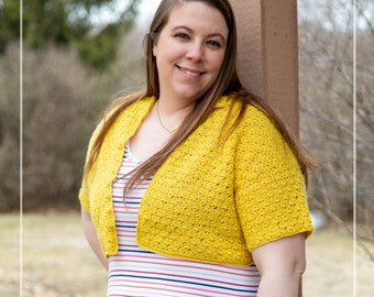 Sarah Bolero, PDF Crochet Pattern only, ladies summer cardigan written in 9 adult sizes from XS to 5XL