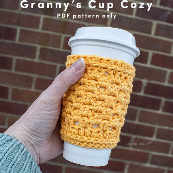 Crochet cup cozy PDF Pattern, easy beginner friendly pattern, quick make, great unisex gift idea