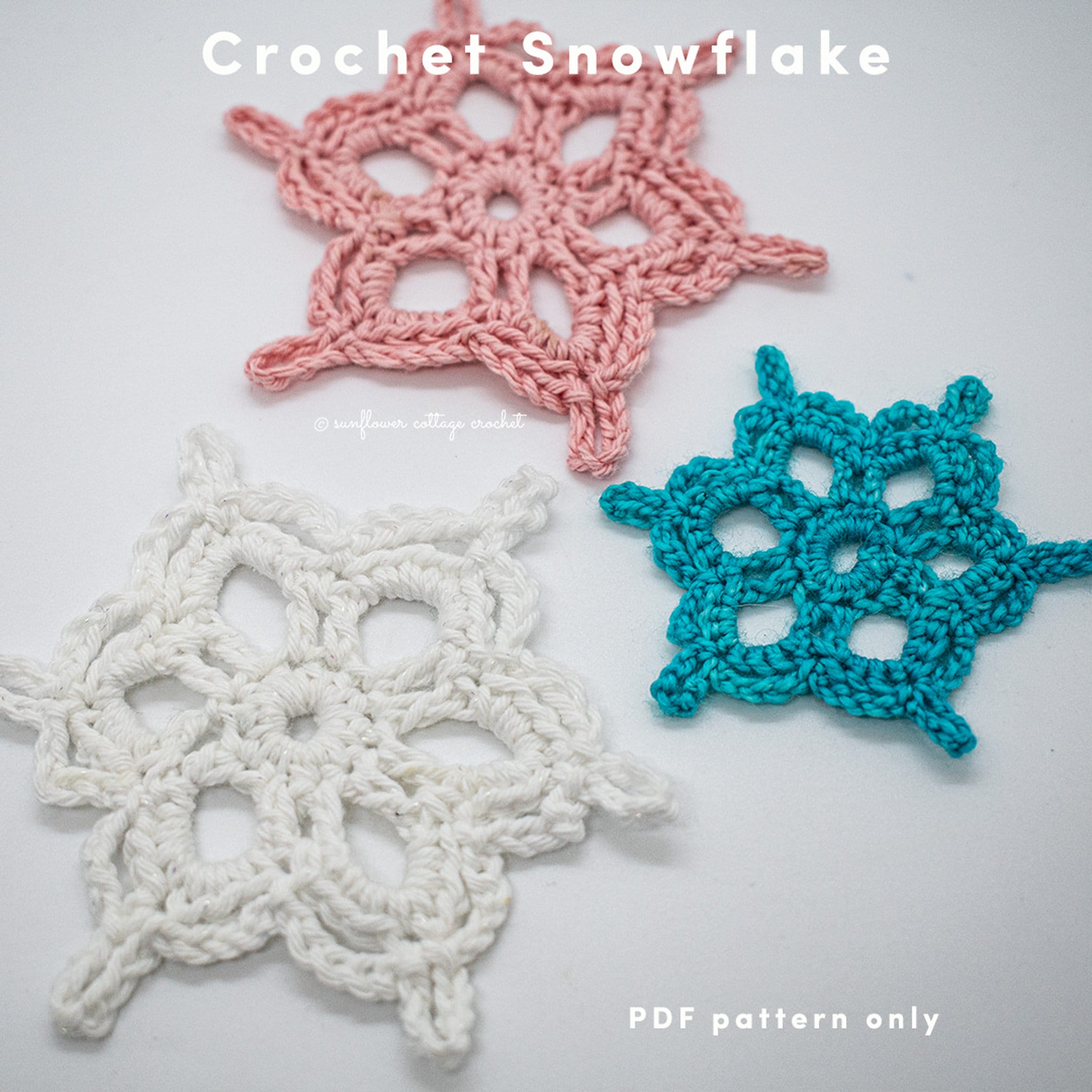 Crochet Snowflake PDF Pattern , Easy Christmas Decoration, Appliqué ...