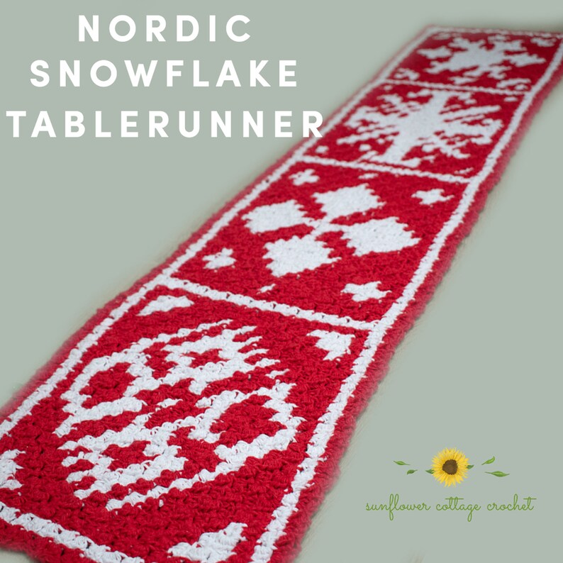 Nordic Snowflake Table Runner, Christmas Crochet Pattern, Corner to ...