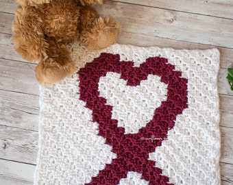 Cancer Ribbon corner to corner afghan block, afghan square, crochet pattern