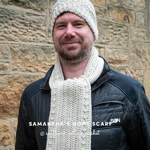 Samantha's Hope Scarf, mens scarf crochet pattern, Unisex image 1