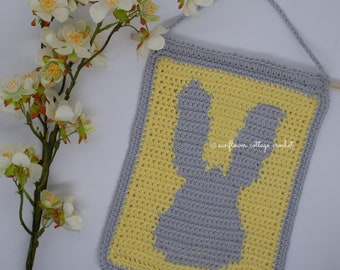Bunny wall hanging crochet pattern, perfect for baby shower gifts, nursery decor, easter decor and more!