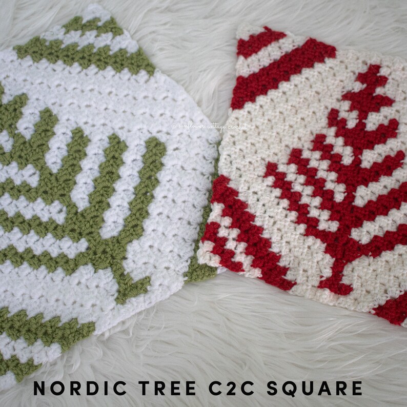 Nordic Christmas tree, Corner to corner, crochet afghan square pattern bild 5