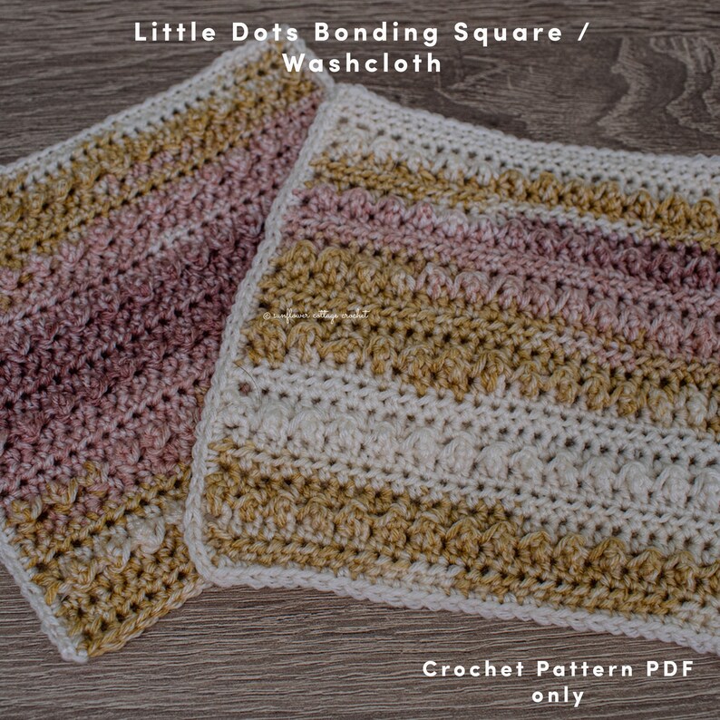 Little Dots Bonding Square for premature babies / general washcloth, crochet pattern PDF only, great gift idea for any age image 7