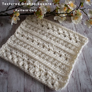 Textured granny square, quick afghan block, blanket square, pdf crochet pattern only