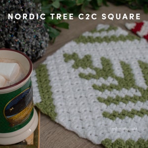 Nordic Christmas tree, Corner to corner, crochet afghan square pattern bild 7