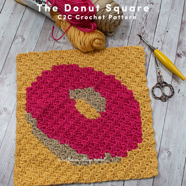 The Donut Corner to Corner Square, Crochet PDF Pattern, C2C, Afghan ...
