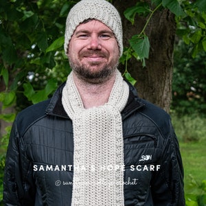 Samantha's Hope Scarf, mens scarf crochet pattern, Unisex image 4