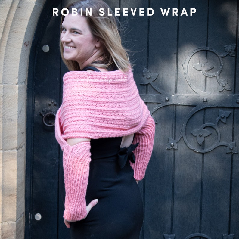 Robin Sleeved Wrap, women's size inclusive sweater scarf, xs to 5xl, crochet pattern only image 3