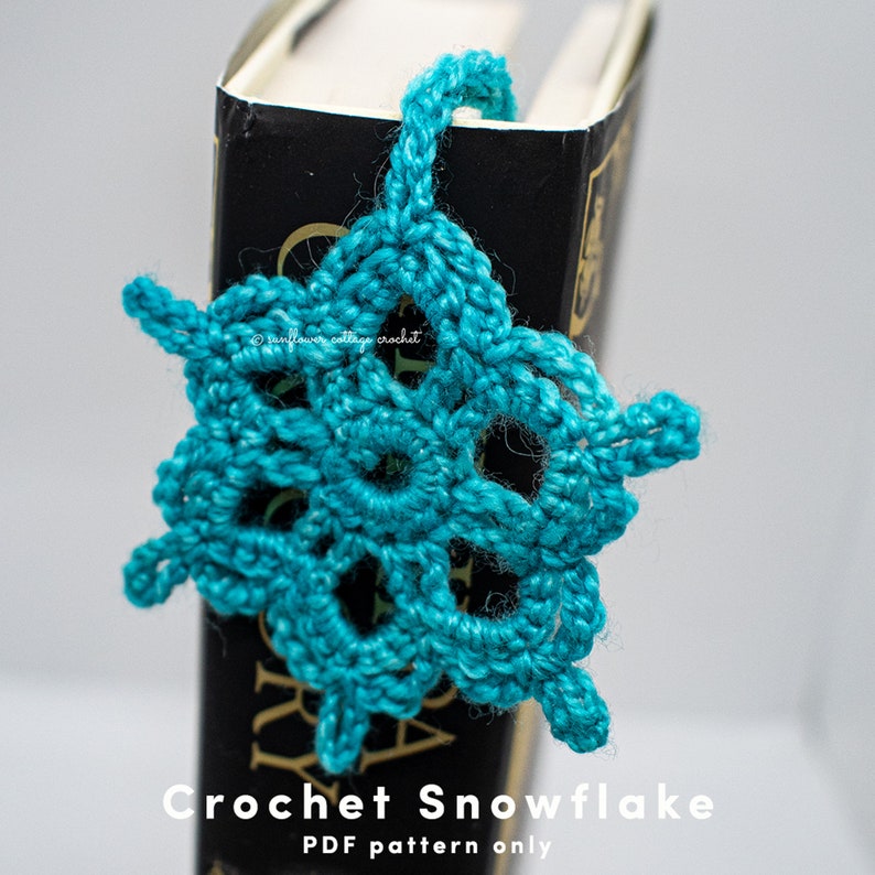 Crochet snowflake PDF Pattern , easy Christmas decoration, appliqué, make with any yarn and hook size, 10 minute pattern afbeelding 3