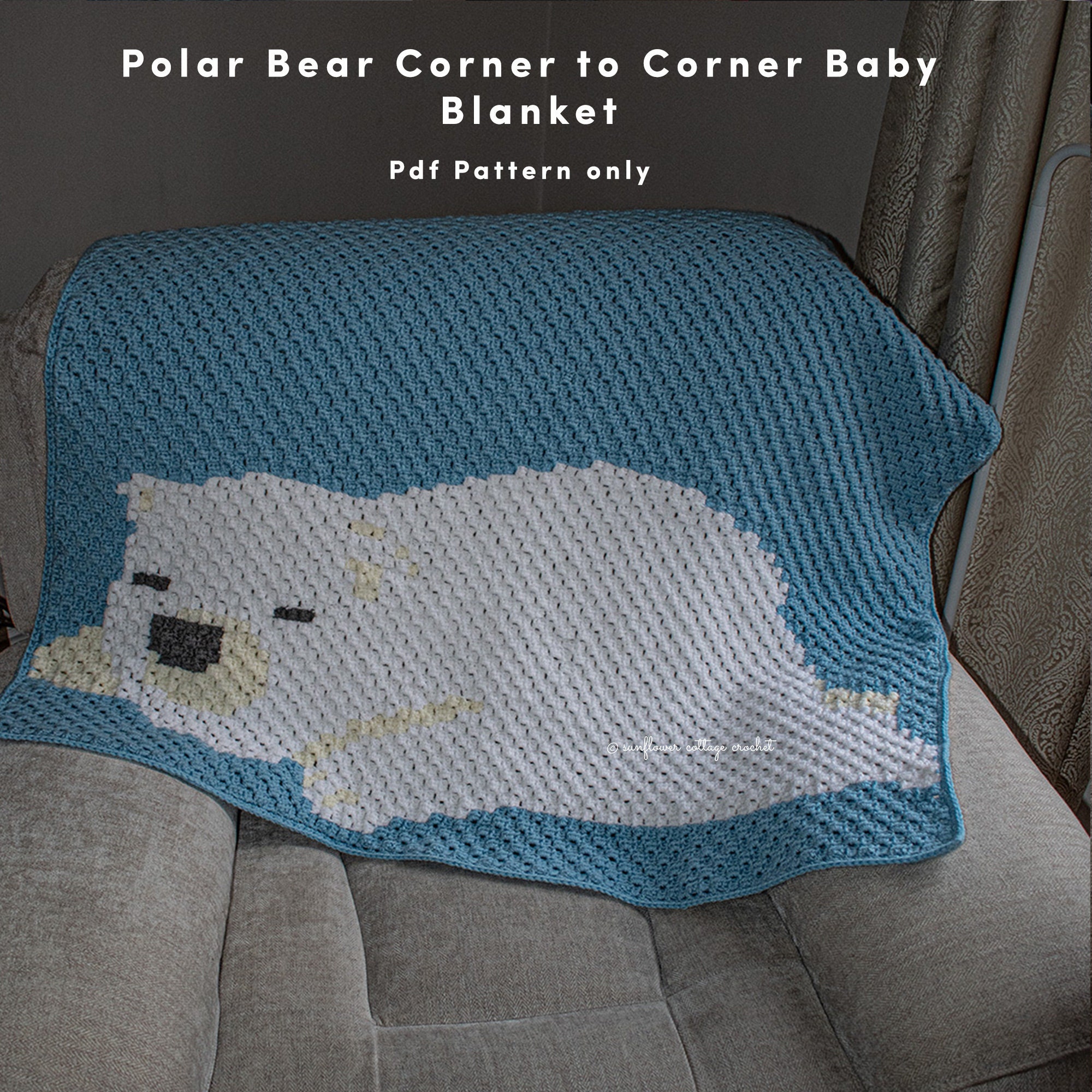Polar bear corner to corner baby blanket