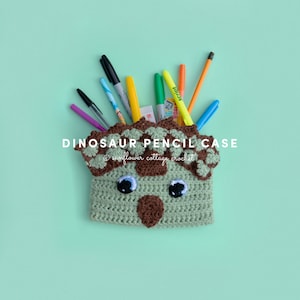 Dinosaur Pencil Case | Crochet Pattern | Lined Case