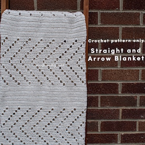 Straight and Arrow Blanket, easy filet crochet afghan, unisex gift idea
