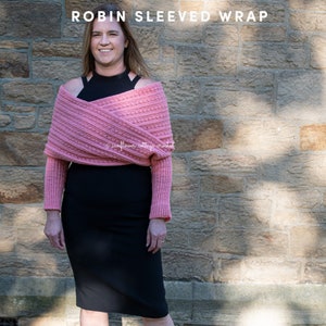 Robin Sleeved Wrap, women's size inclusive sweater scarf, xs to 5xl, crochet pattern only image 9