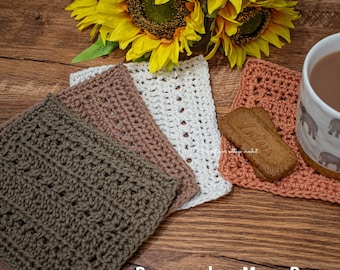 Crochet Coaster Pattern - the Pomander Mug Rug, perfect for confident beginners looking for a rustic mug rug to create that farmhouse charm