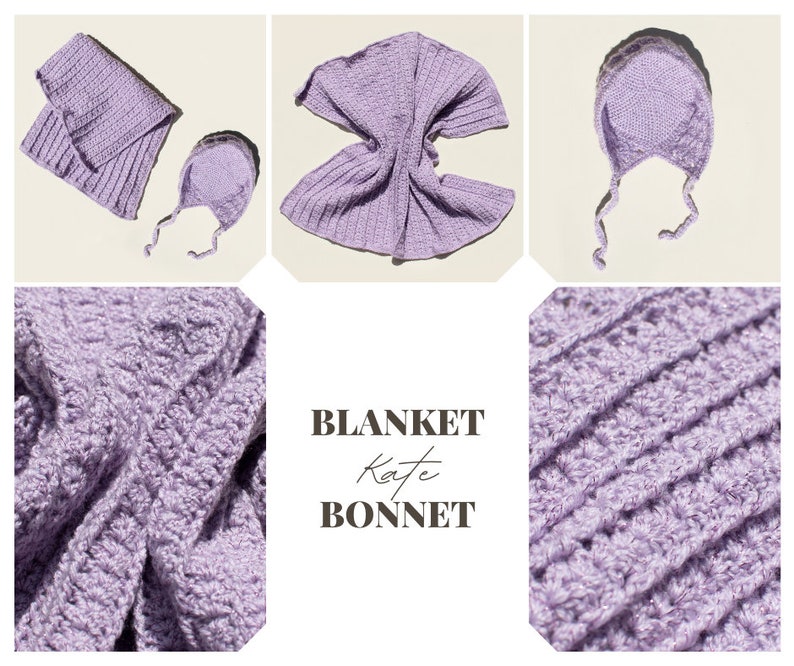 Kate Baby Bonnet and Blanket set, pdf crochet pattern image 5