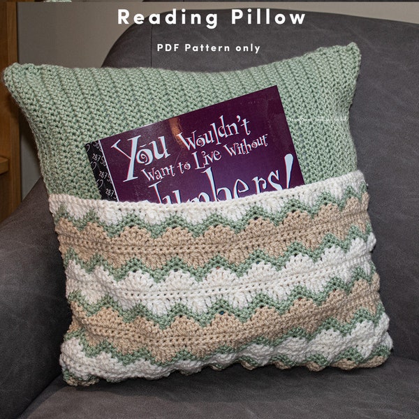 Reading pillow crochet pattern, pocket pillow PDF pattern only