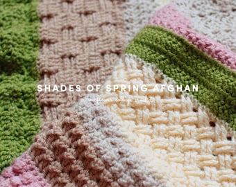 Shades of Spring Afghan | Crochet Textured Afghan Throw Blanket Pattern