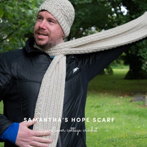 Samantha's Hope Scarf, mens scarf crochet pattern, Unisex image 5